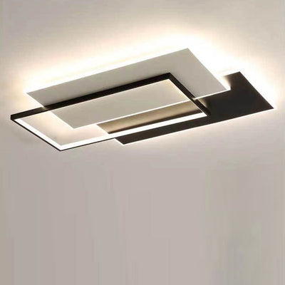 Modern Minimalist Square Rectangle Round Acrylic Iron LED Flush Mount Ceiling Light For Living Room