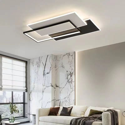 Modern Minimalist Square Rectangle Round Acrylic Iron LED Flush Mount Ceiling Light For Living Room