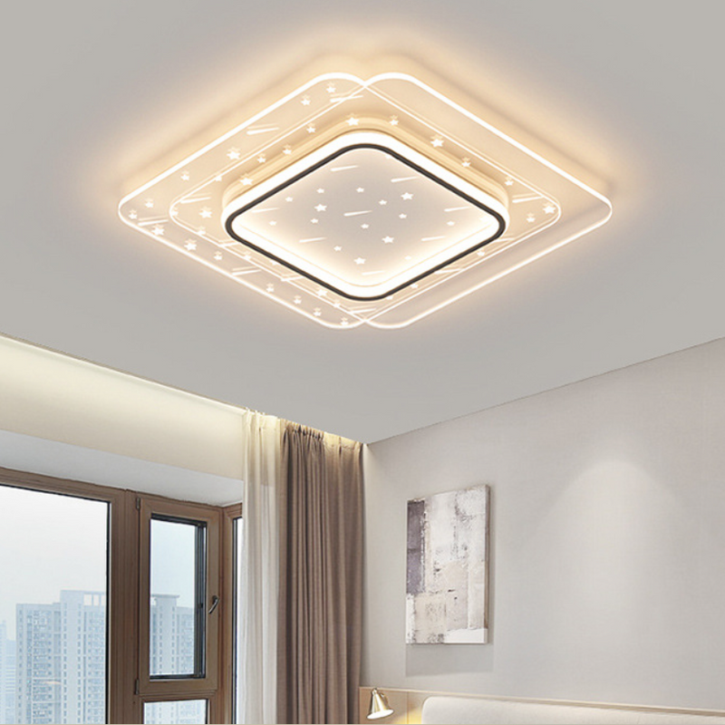 Modern Minimalist Round Square Rectangle Acrylic Aluminum Iron LED Flush Mount Ceiling Light For Living Room