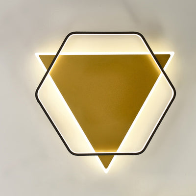 Modern Minimalist Triangle Hexagonal Acrylic Iron LED Flush Mount Ceiling Light For Living Room