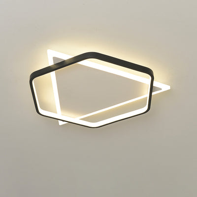 Modern Minimalist Triangle Hexagonal Acrylic Iron LED Flush Mount Ceiling Light For Living Room