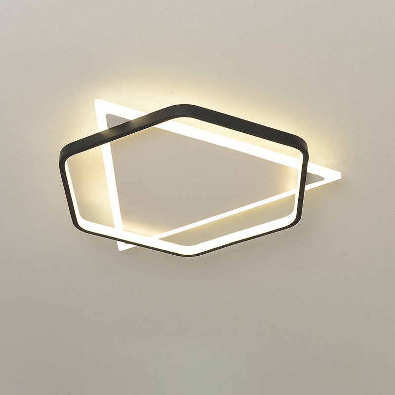 Modern Minimalist Triangle Hexagonal Acrylic Iron LED Flush Mount Ceiling Light For Living Room