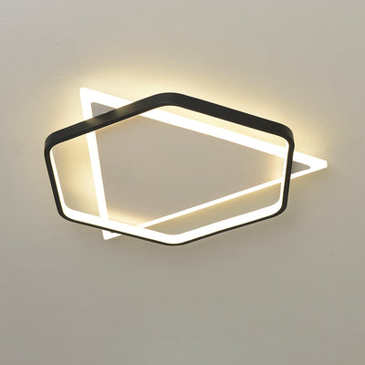 Modern Minimalist Triangle Hexagonal Acrylic Iron LED Flush Mount Ceiling Light For Living Room