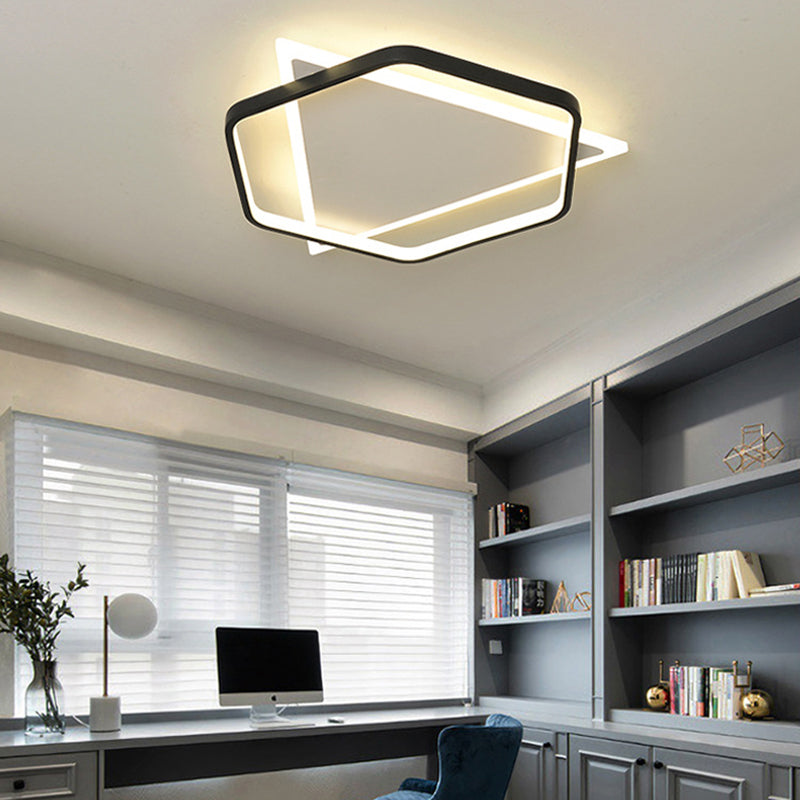 Modern Minimalist Triangle Hexagonal Acrylic Iron LED Flush Mount Ceiling Light For Living Room