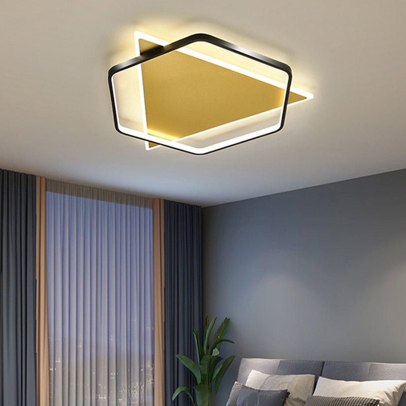 Modern Minimalist Triangle Hexagonal Acrylic Iron LED Flush Mount Ceiling Light For Living Room