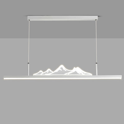 Traditional Chinese Long Strip Mountain Water Acrylic Aluminum LED Island Light Chandelier For Living Room