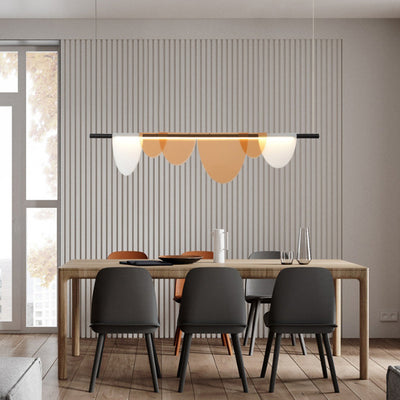 Contemporary Scandinavian Long Half Circle Stacked Acrylic Iron LED Chandelier For Living Room