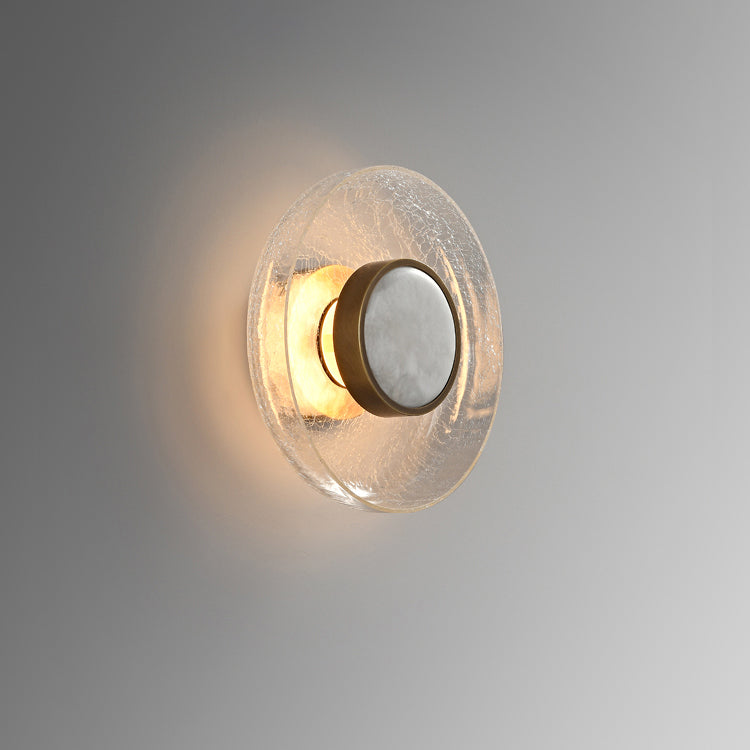 Moderne minimalistische runde Glas-Eisen-LED-Wandleuchte für das Wohnzimmer 