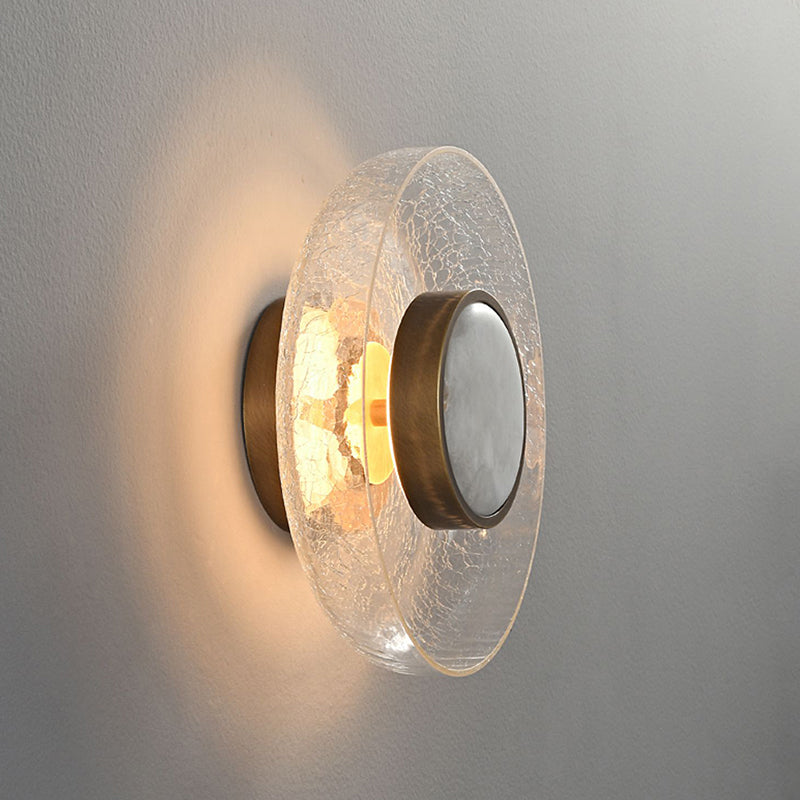 Moderne minimalistische runde Glas-Eisen-LED-Wandleuchte für das Wohnzimmer 