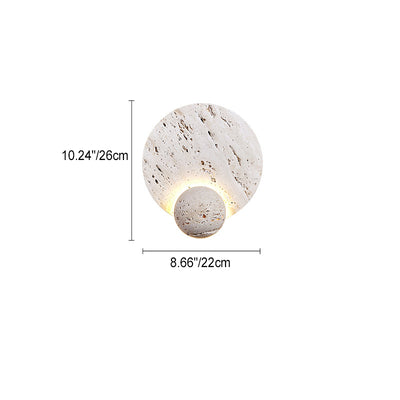 Traditional Japanese Round Ball White Travertine LED Wall Sconce Lamp For Living Room