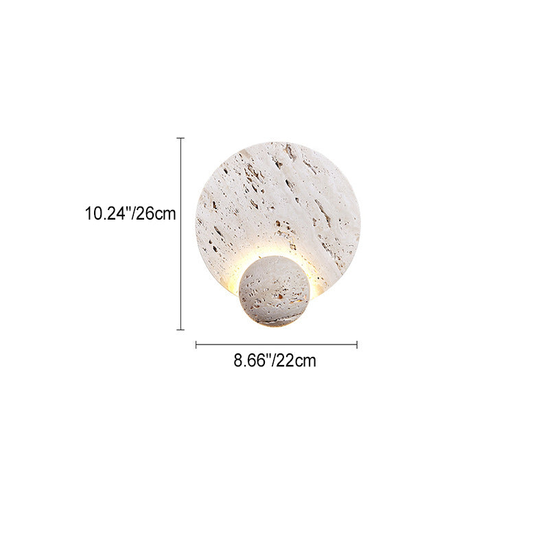 Traditional Japanese Round Ball White Travertine LED Wall Sconce Lamp For Living Room