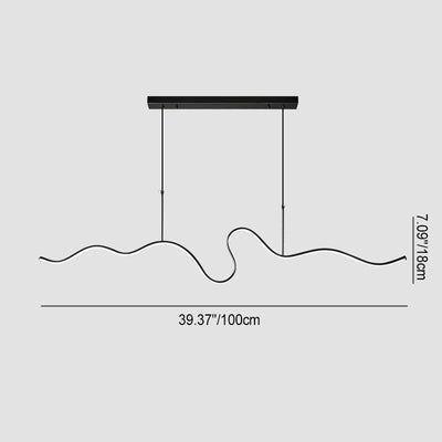 Moderne Minimalistische Linienbiege-Silikon-Kupfer-LED-Insellicht-Kronleuchter für Wohnzimmer 