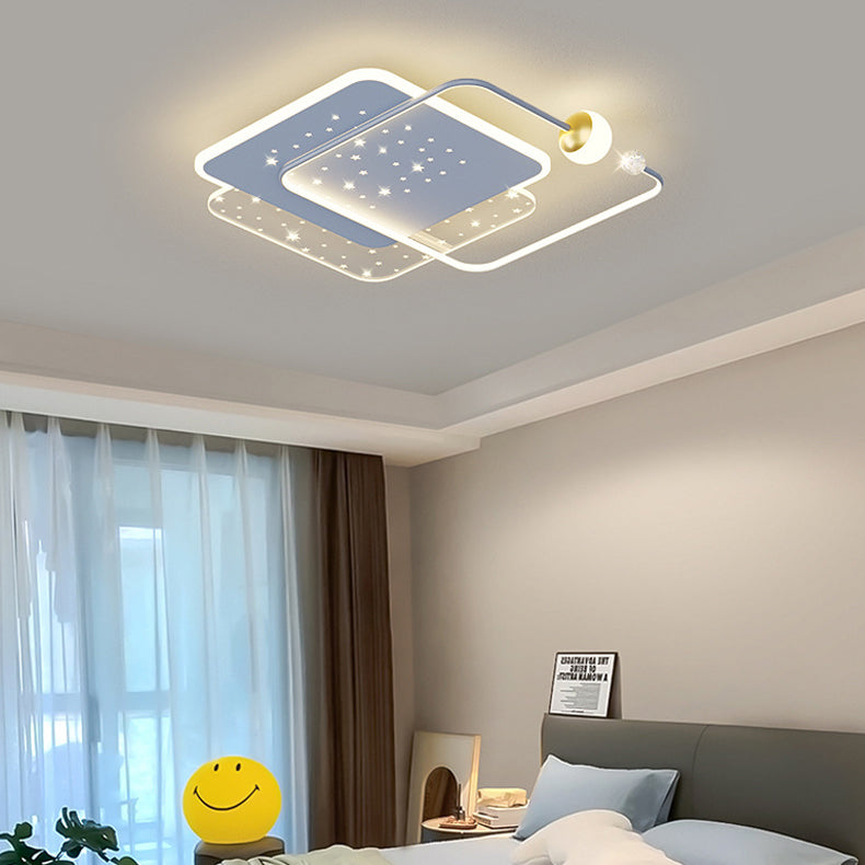 Moderne minimalistische runde quadratische Acryl-Hardware-LED-Deckenleuchte für das Schlafzimmer 