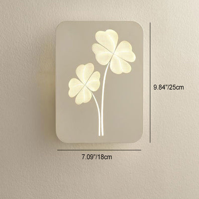 Moderne minimalistische runde rechteckige Klee-Ginkgo-Biloba-Acryl-Eisen-LED-Wandleuchte für das Wohnzimmer 