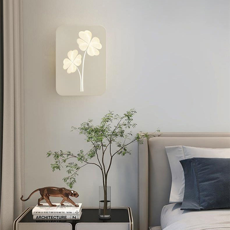 Moderne minimalistische runde rechteckige Klee-Ginkgo-Biloba-Acryl-Eisen-LED-Wandleuchte für das Wohnzimmer 