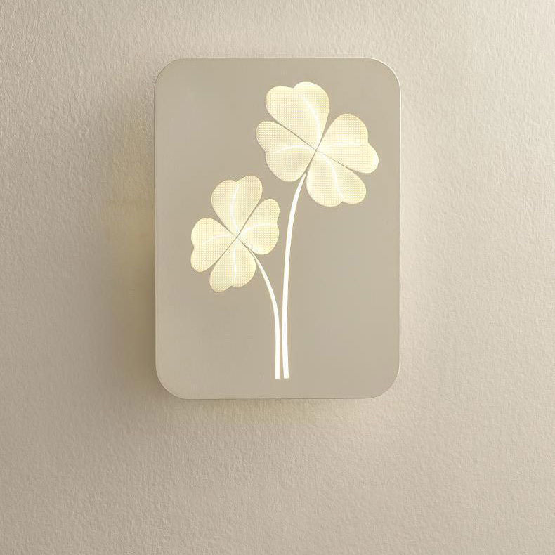 Moderne minimalistische runde rechteckige Klee-Ginkgo-Biloba-Acryl-Eisen-LED-Wandleuchte für das Wohnzimmer 