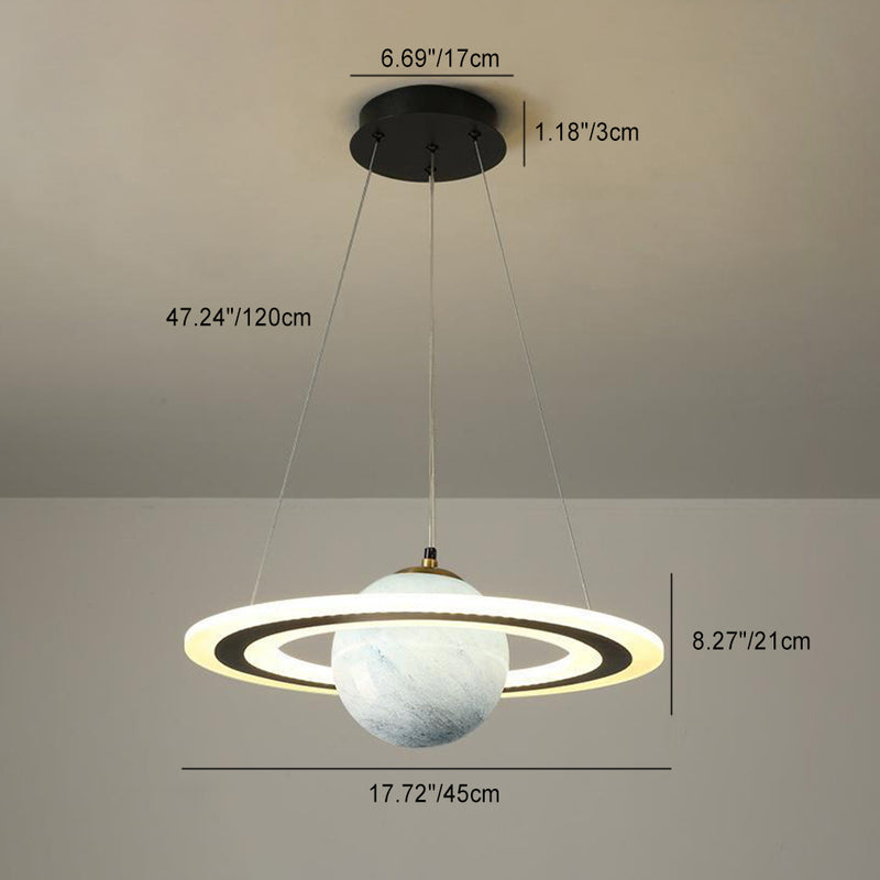 Moderne Art-Deco-Kinder-Rundplanet-Raumfahrer-Acryl-Eisen-LED-Kronleuchter für Wohnzimmer 