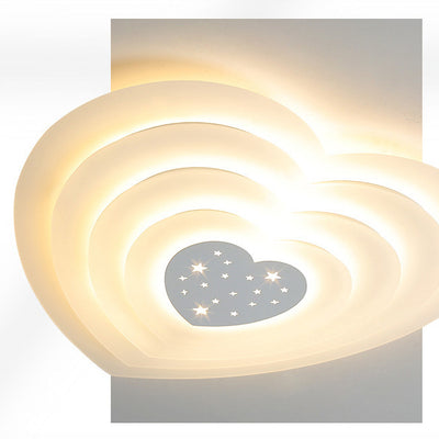 Modern Minimalist Heart Shape Acrylic Iron LED Flush Mount Ceiling Light For Bedroom