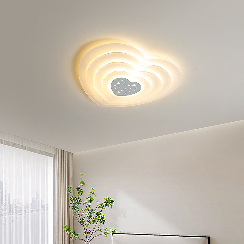 Modern Minimalist Heart Shape Acrylic Iron LED Flush Mount Ceiling Light For Bedroom