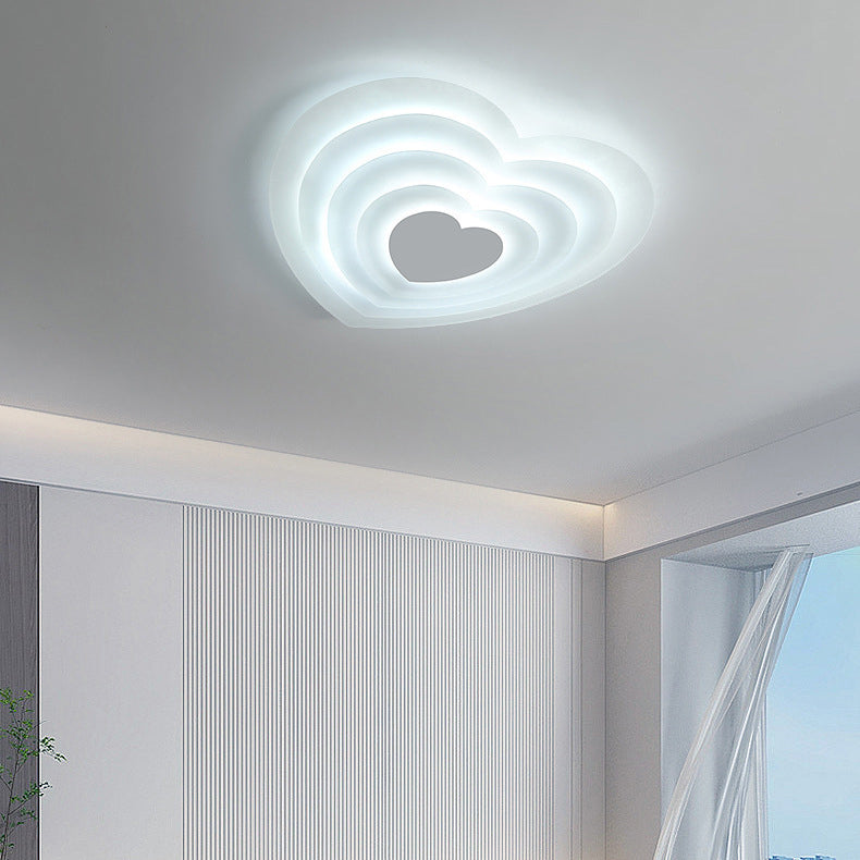 Modern Minimalist Heart Shape Acrylic Iron LED Flush Mount Ceiling Light For Bedroom