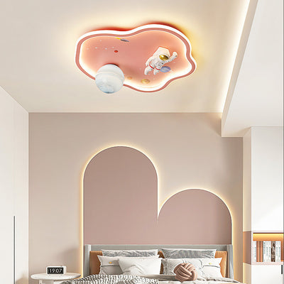 Modern Art Deco Kids Cartoon Planet Astronaut Acrylic Iron LED Flush Mount Ceiling Light For Living Room