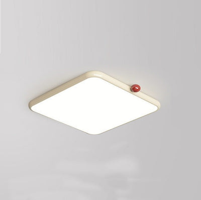 Modern Minimalist Cream Square Orb Acrylic Iron LED Flush Mount Ceiling Light For Living Room