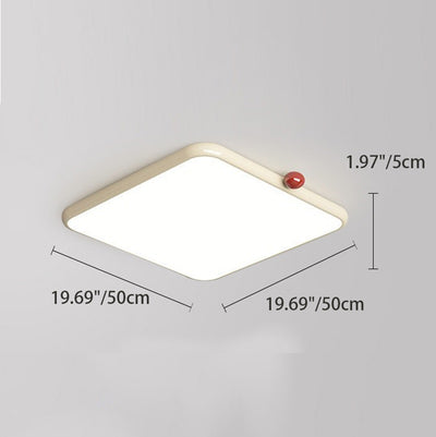 Modern Minimalist Cream Square Orb Acrylic Iron LED Flush Mount Ceiling Light For Living Room