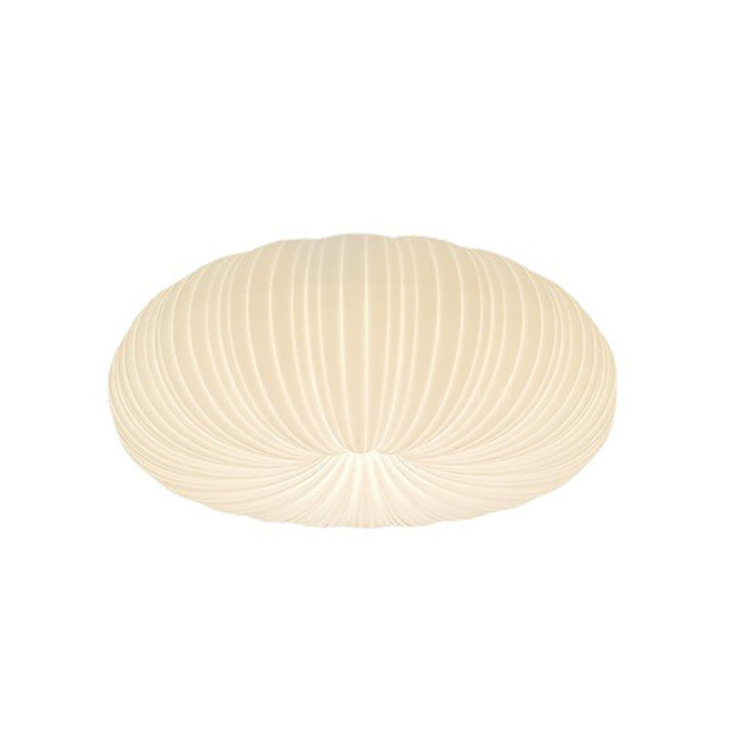 Modern Simplicity Cream Pumpkin Round PE Iron LED Flush Mount Ceiling Light For Living Room