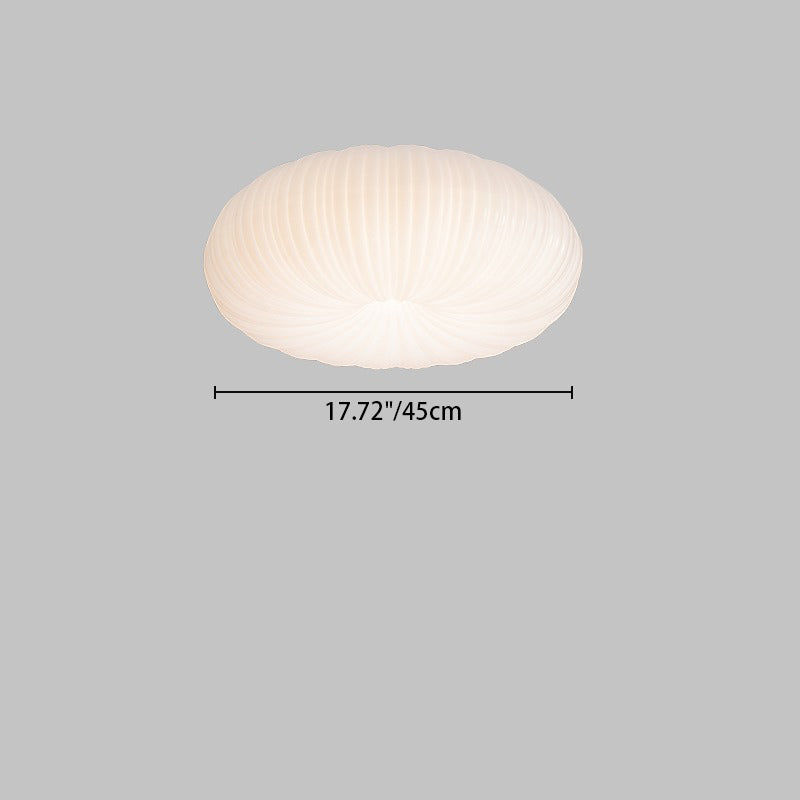 Modern Simplicity Cream Pumpkin Round PE Iron LED Flush Mount Ceiling Light For Living Room