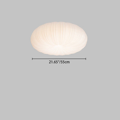 Modern Simplicity Cream Pumpkin Round PE Iron LED Flush Mount Ceiling Light For Living Room