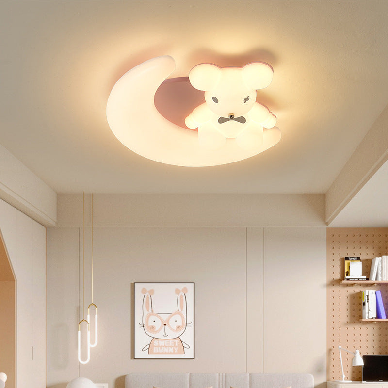 Modern Art Deco Kids Cartoon Pinwheel Beach Round PE Iron LED Flush Mount Ceiling Light For Bedroom