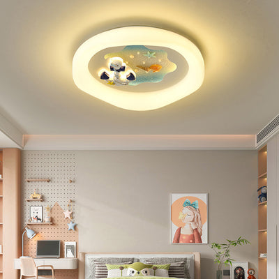 Modern Art Deco Kids Cartoon Pinwheel Beach Round PE Iron LED Flush Mount Ceiling Light For Bedroom