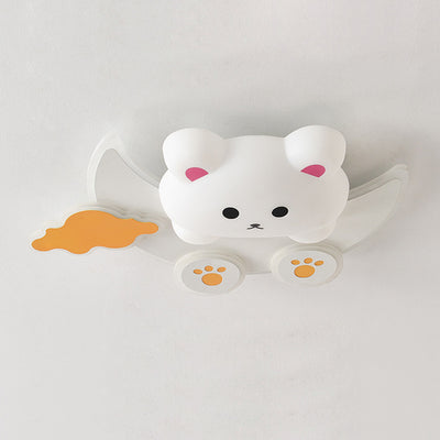 Modern Art Deco Kids Bunny Bear Cloud Crescent PE Iron LED Flush Mount Ceiling Light For Bedroom