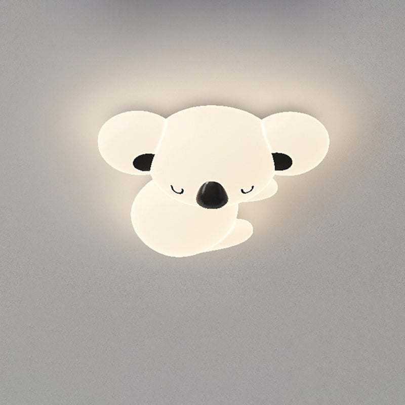 Modern Art Deco Kids Cartoon Koala Bear PE Iron LED Flush Mount Ceiling Light For Bedroom