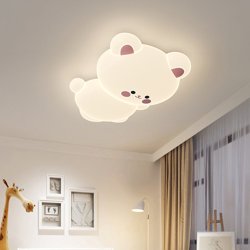 Modern Art Deco Kids Cartoon Koala Bear PE Iron LED Flush Mount Ceiling Light For Bedroom