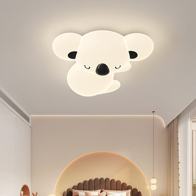 Modern Art Deco Kids Cartoon Koala Bear PE Iron LED Flush Mount Ceiling Light For Bedroom