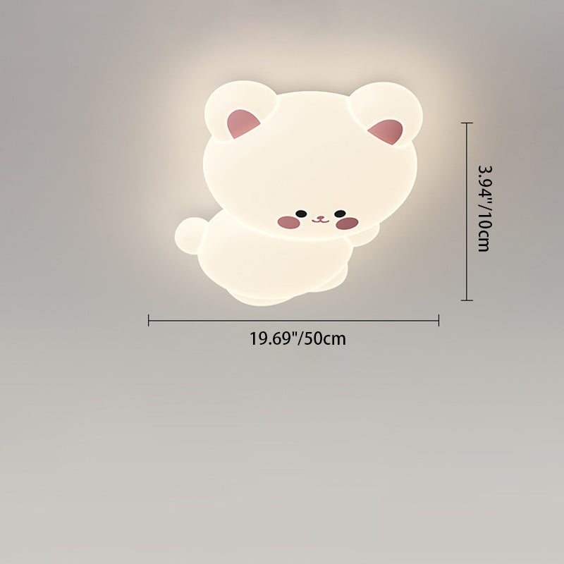 Modern Art Deco Kids Cartoon Koala Bear PE Iron LED Flush Mount Ceiling Light For Bedroom