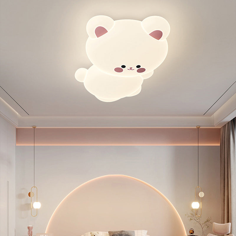 Modern Art Deco Kids Cartoon Koala Bear PE Iron LED Flush Mount Ceiling Light For Bedroom