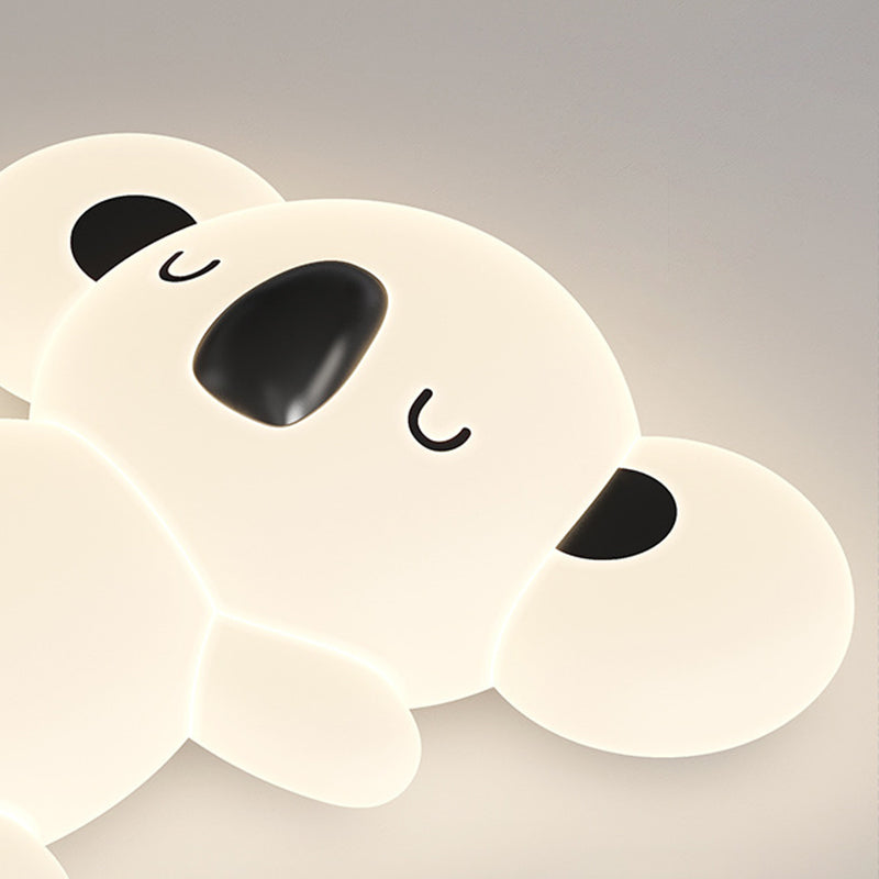 Modern Art Deco Kids Cartoon Koala Bear PE Iron LED Flush Mount Ceiling Light For Bedroom