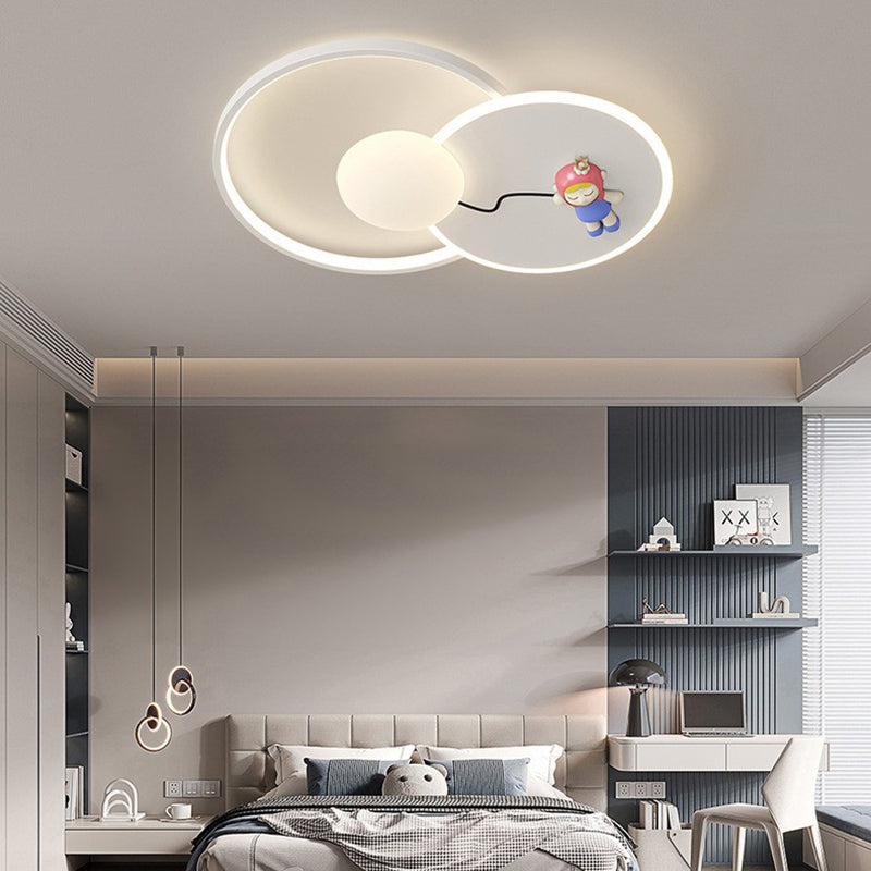 Modern Art Deco Kids Round Cartoon Love Heart Star PE Iron LED Flush Mount Ceiling Light For Bedroom