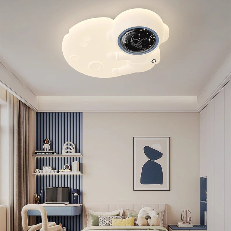 Modern Art Deco Kids Astronaut Planet PE Iron LED Flush Mount Ceiling Light For Living Room