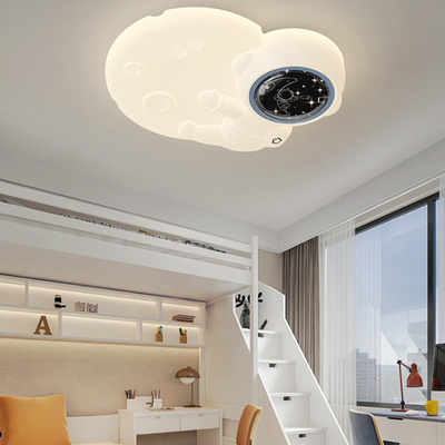 Modern Art Deco Kids Astronaut Planet PE Iron LED Flush Mount Ceiling Light For Living Room