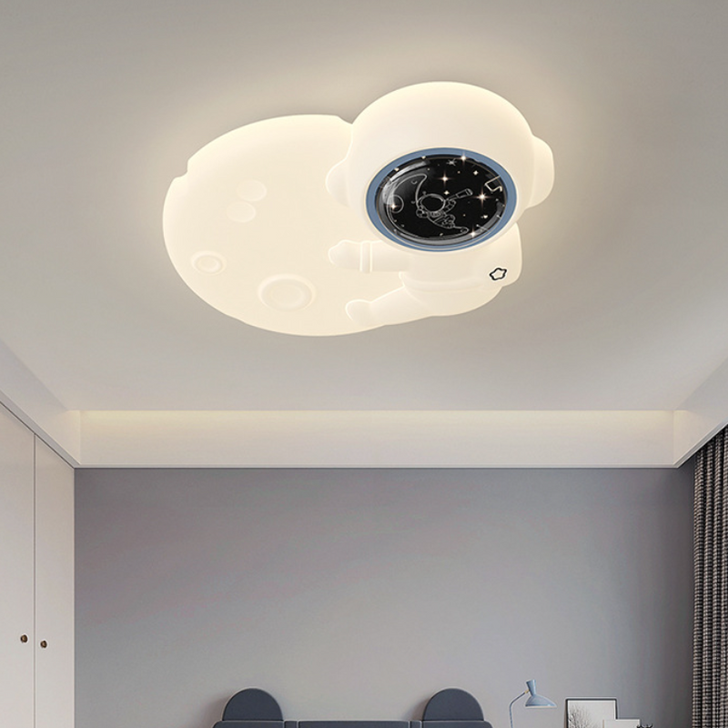 Modern Art Deco Kids Astronaut Planet PE Iron LED Flush Mount Ceiling Light For Living Room