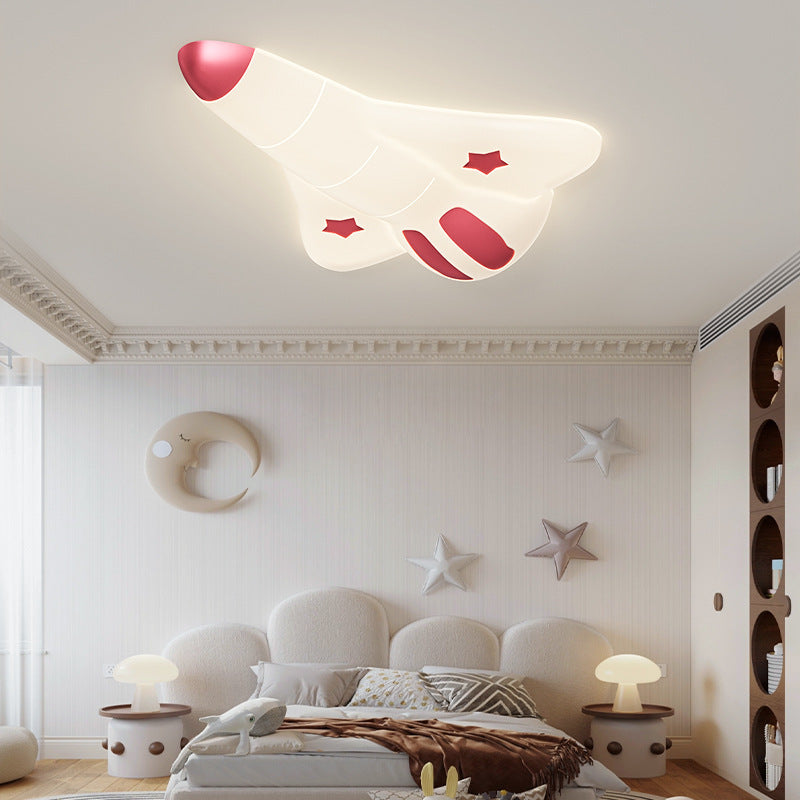 Contemporary Creative Cartoon Bee Airplane Rabbit Plastic Iron LED Flush Mount Ceiling Light For Living Room