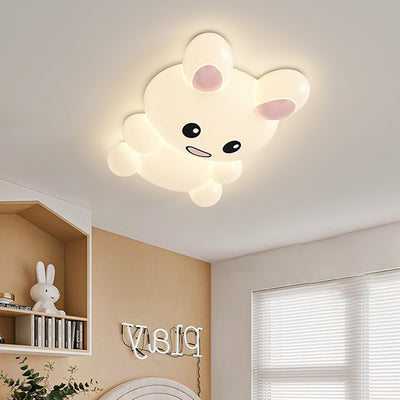 Contemporary Creative Cartoon Bee Airplane Rabbit Plastic Iron LED Flush Mount Ceiling Light For Living Room