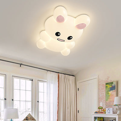 Contemporary Creative Cartoon Bee Airplane Rabbit Plastic Iron LED Flush Mount Ceiling Light For Living Room