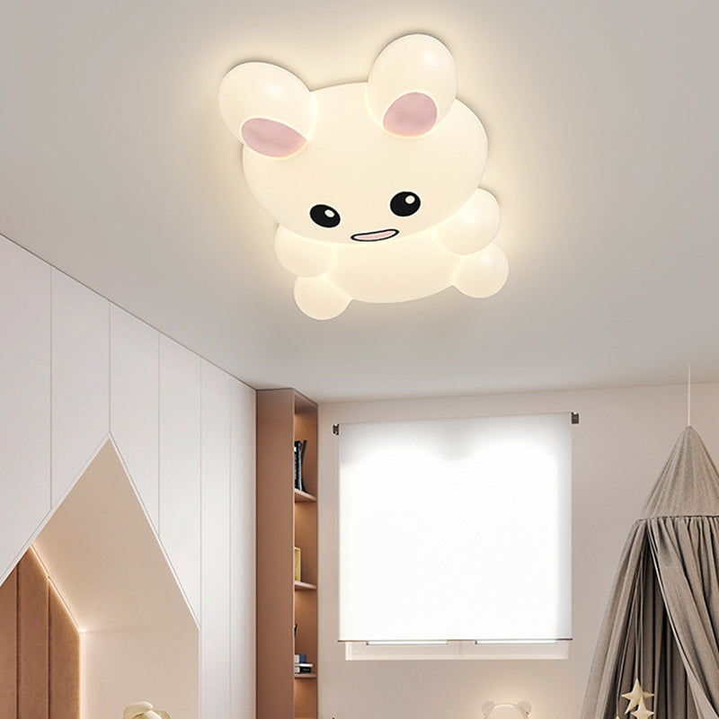 Contemporary Creative Cartoon Bee Airplane Rabbit Plastic Iron LED Flush Mount Ceiling Light For Living Room