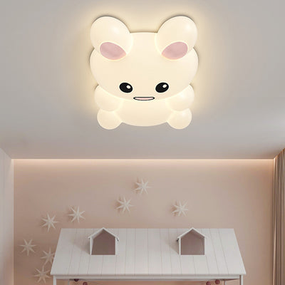 Contemporary Creative Cartoon Bee Airplane Rabbit Plastic Iron LED Flush Mount Ceiling Light For Living Room