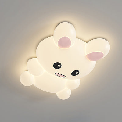 Contemporary Creative Cartoon Bee Airplane Rabbit Plastic Iron LED Flush Mount Ceiling Light For Living Room