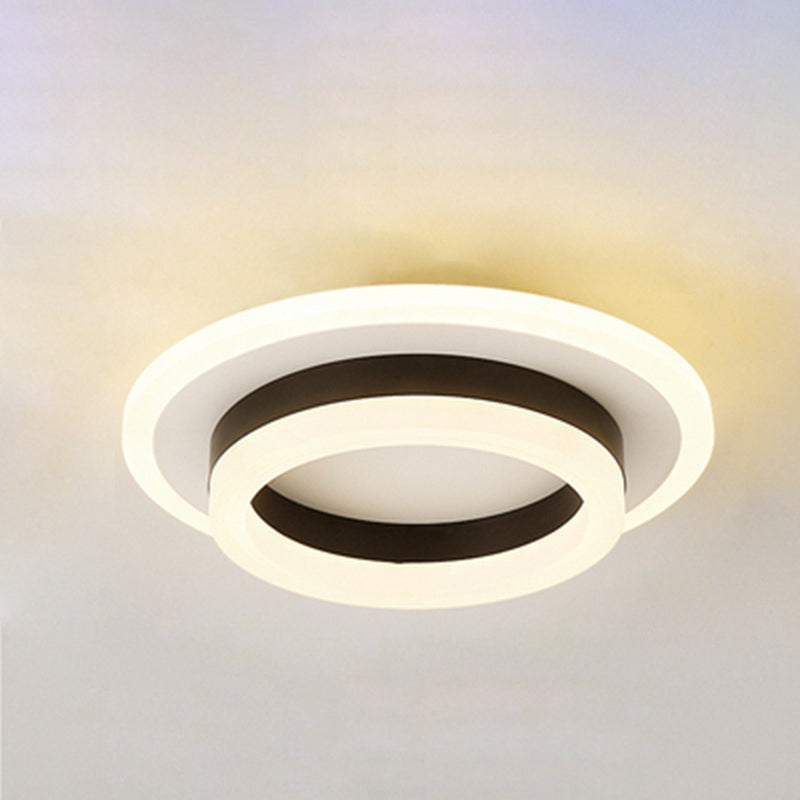 Modern Simplicity Square Round Acrylic Iron LED Flush Mount Ceiling Light For Living Room